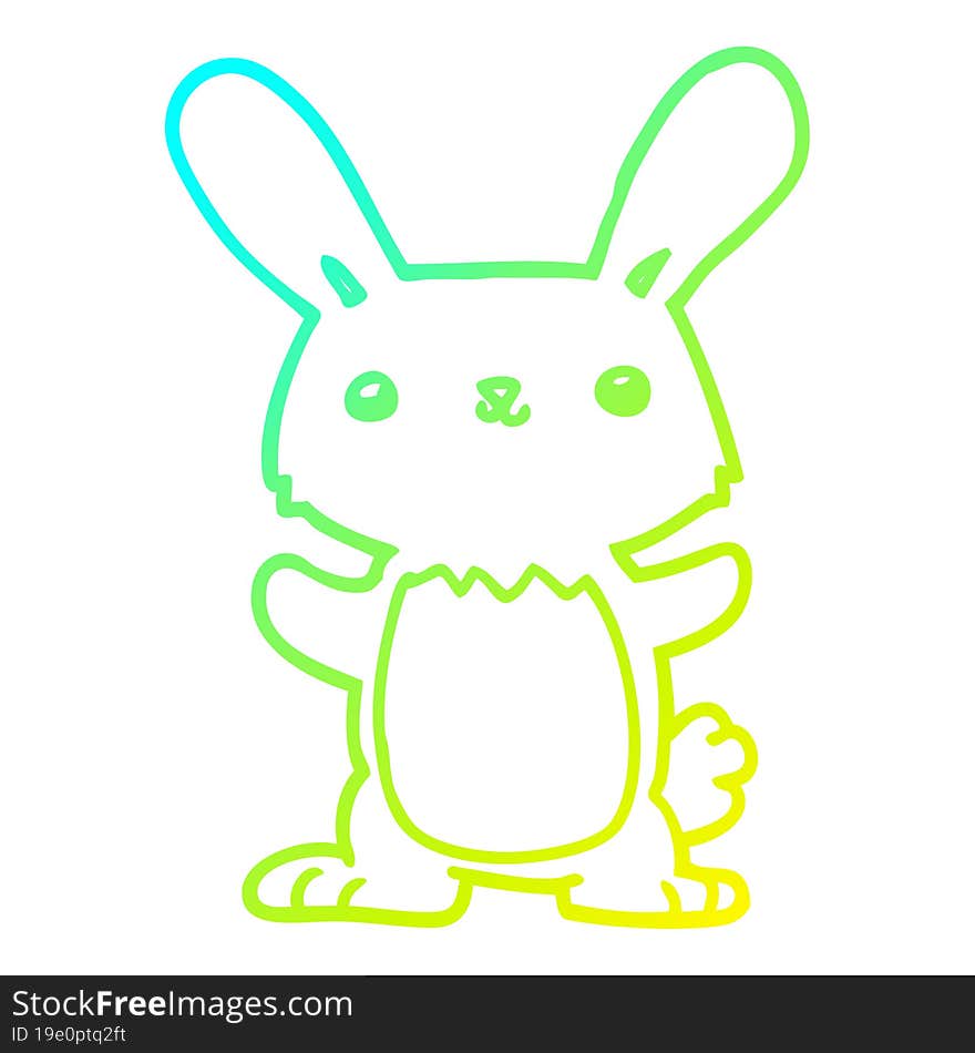 Cold Gradient Line Drawing Cute Cartoon Rabbit