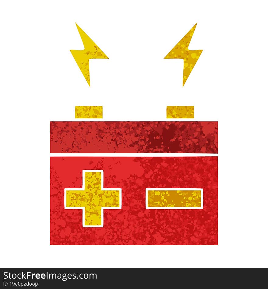 Retro Illustration Style Cartoon Electrical Battery