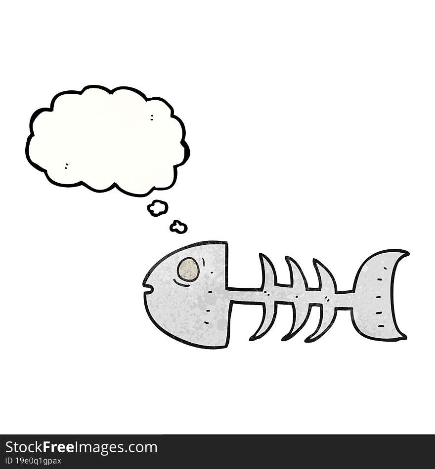 thought bubble textured cartoon fish bones