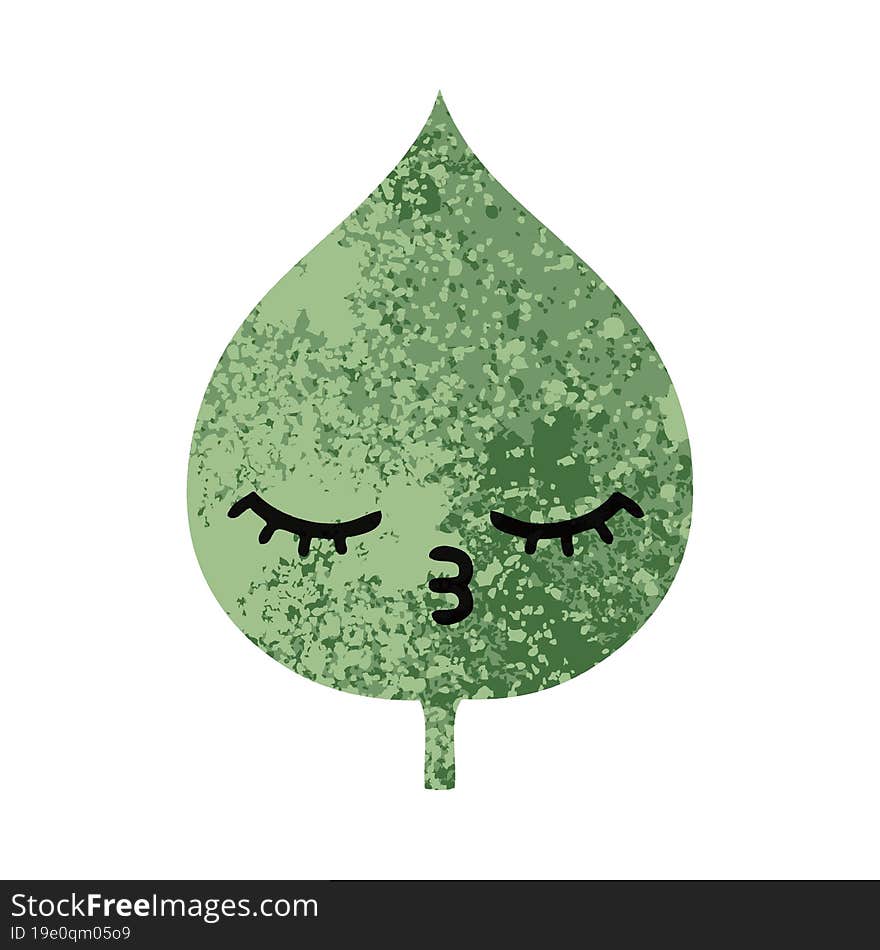 retro illustration style cartoon expressional leaf