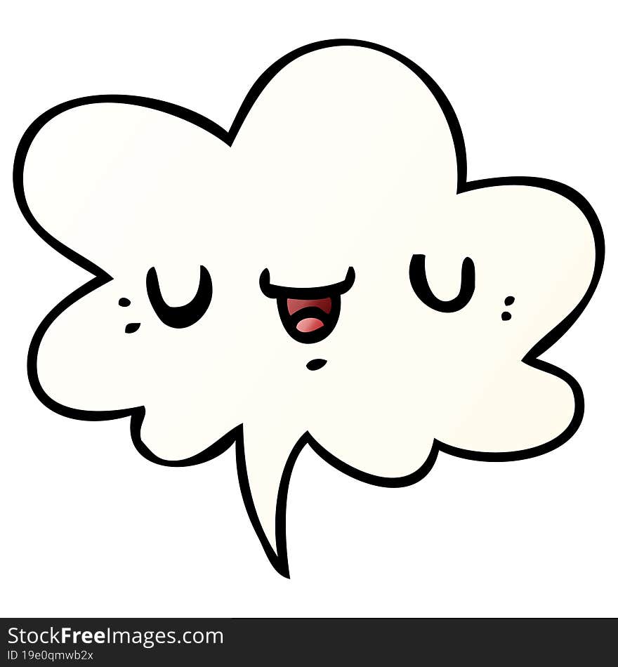 happy cartoon face with speech bubble in smooth gradient style