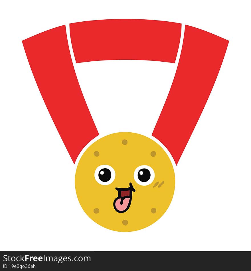 Flat Color Retro Cartoon Gold Medal