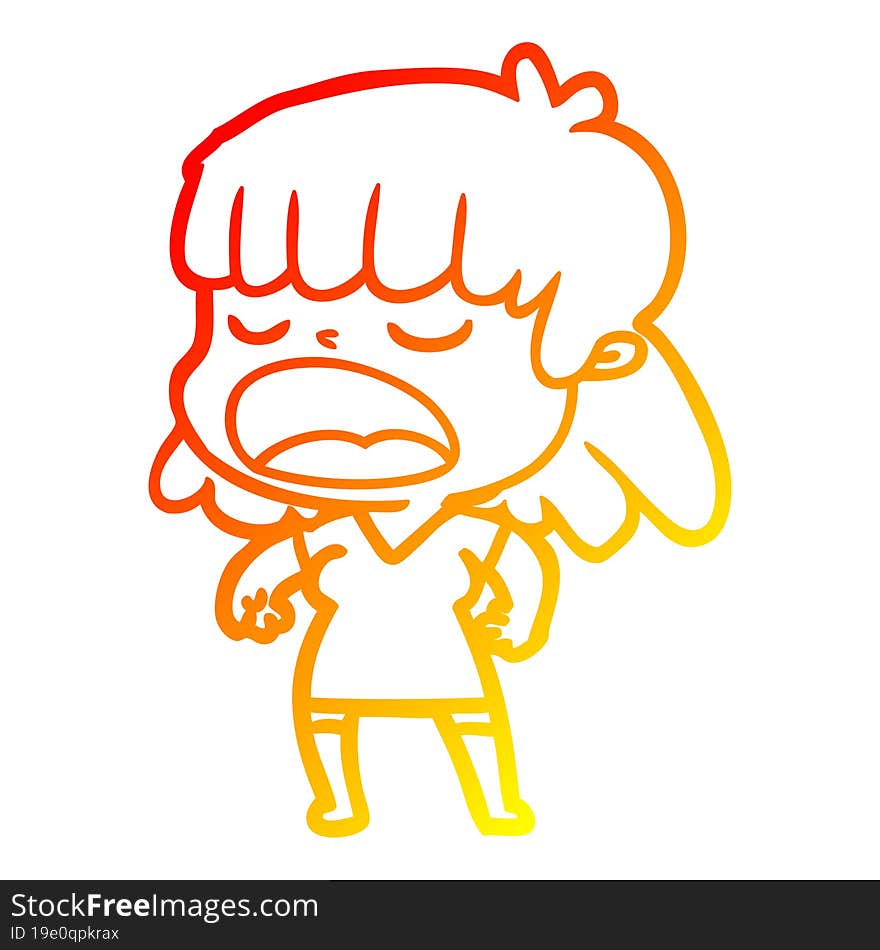 warm gradient line drawing cartoon woman talking loudly