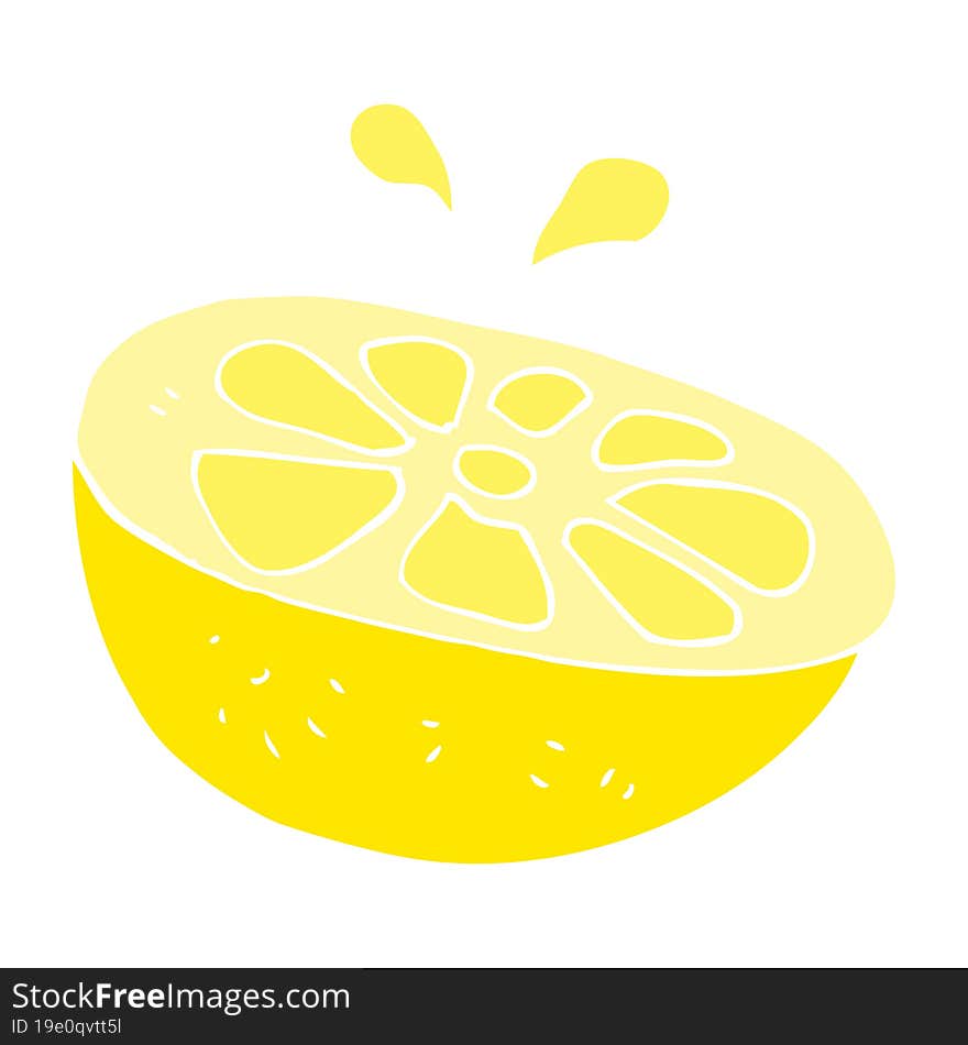 flat color illustration of a cartoon lemon