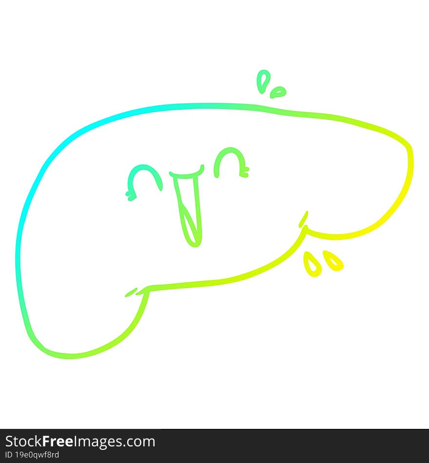 cold gradient line drawing of a cartoon liver