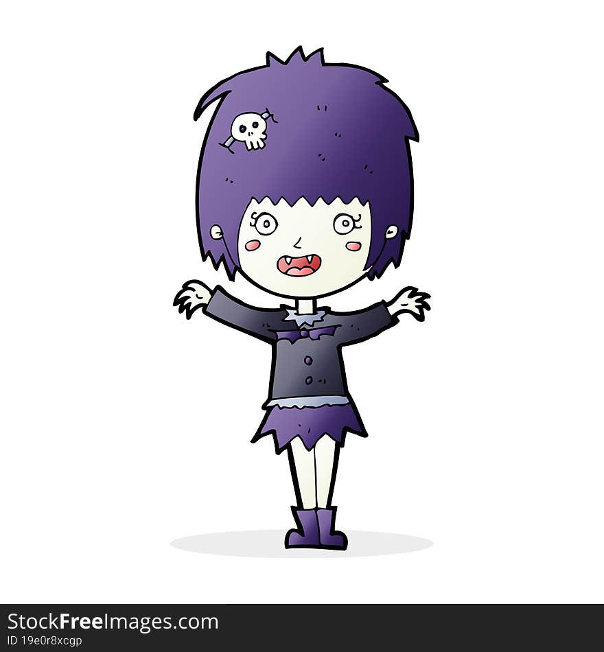 Cartoon Happy Vampire Girl