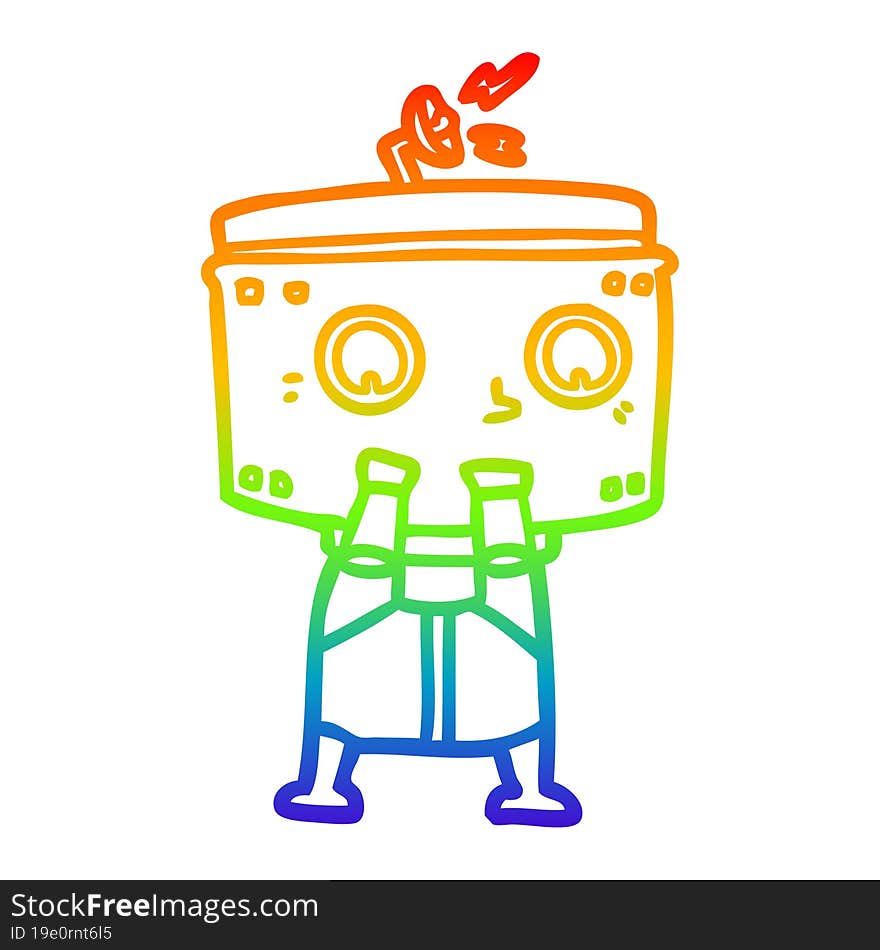 rainbow gradient line drawing cartoon robot