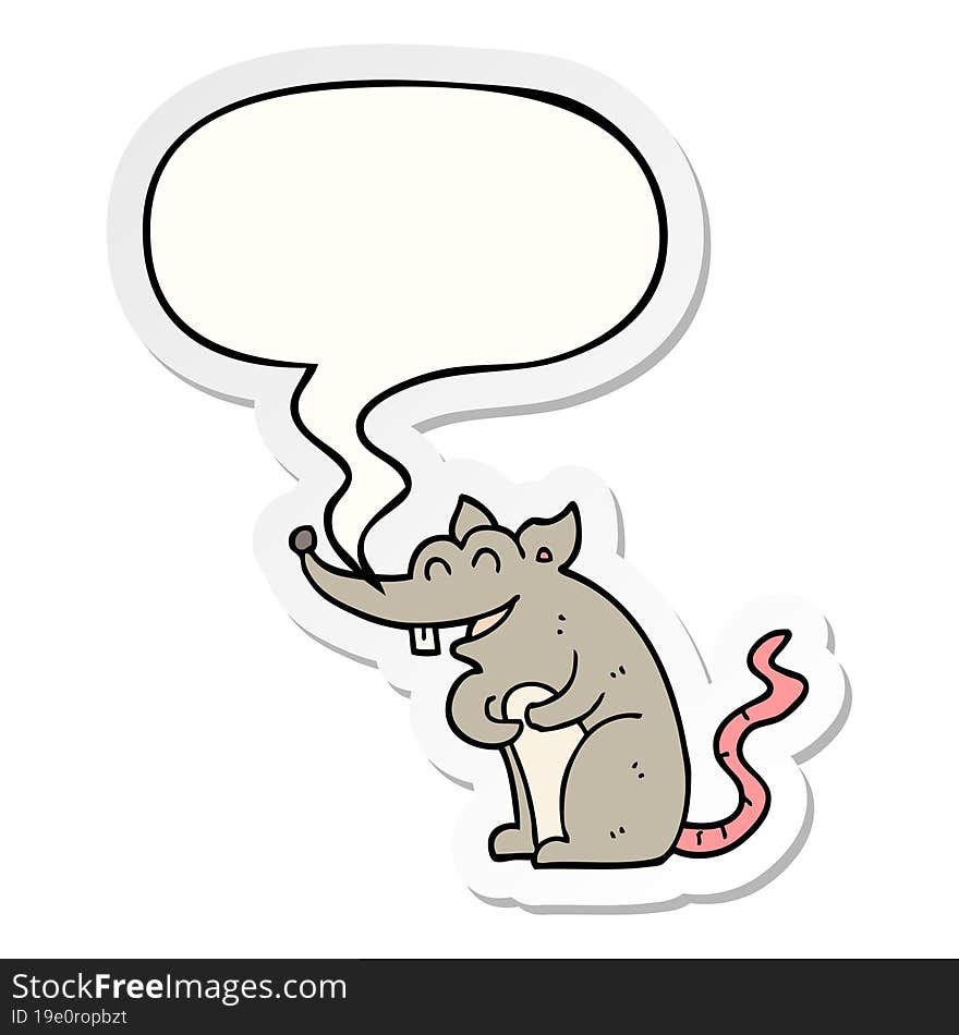 cartoon rat with speech bubble sticker. cartoon rat with speech bubble sticker