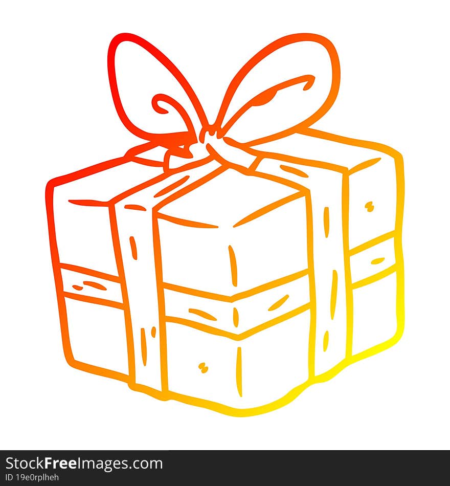 warm gradient line drawing wrapped gift