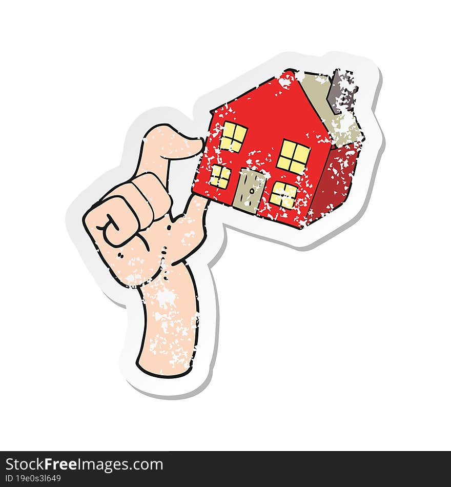 retro distressed sticker of a cartoon housing market