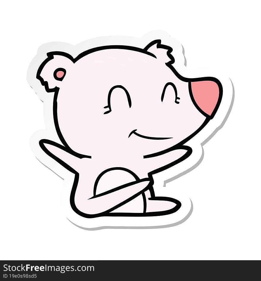 sticker of a smiling bear cartoon