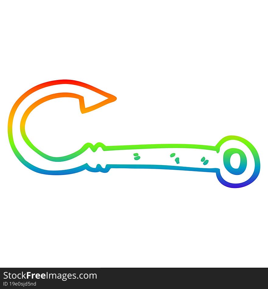 rainbow gradient line drawing cartoon fish hook