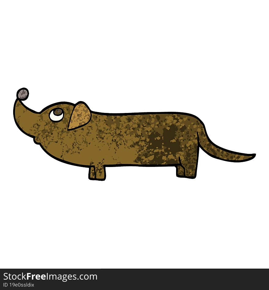 grunge textured illustration cartoon dachshund