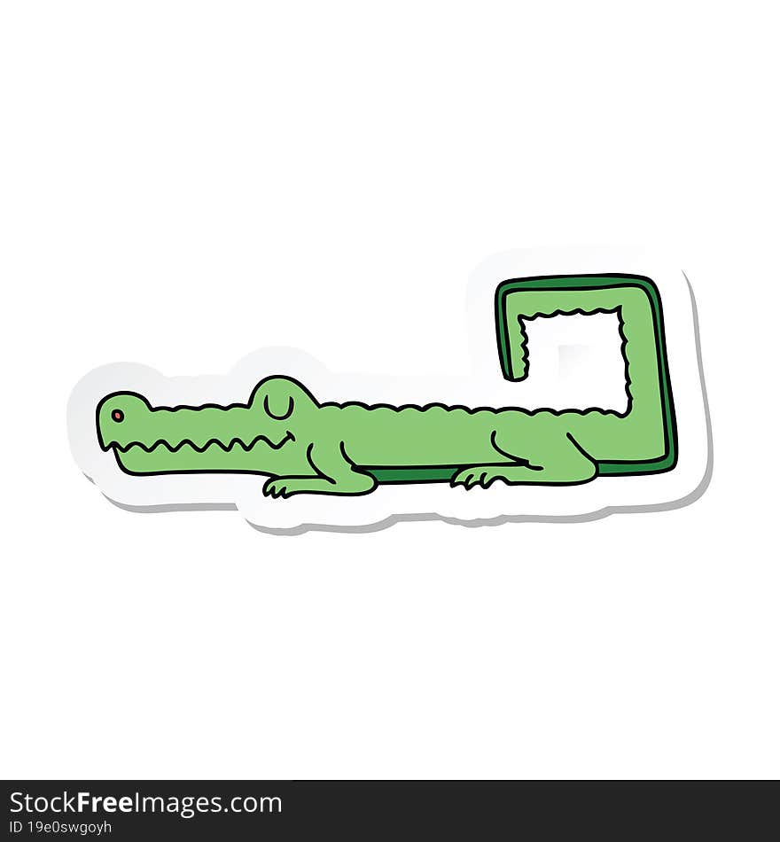 sticker of a quirky hand drawn cartoon crocodile