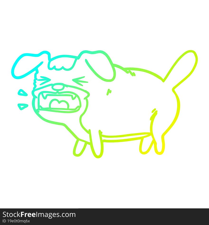 cold gradient line drawing of a cartoon dog barking