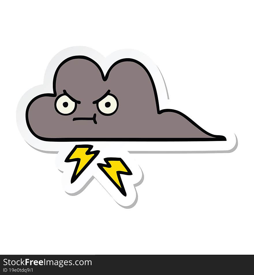 sticker of a cute cartoon storm cloud