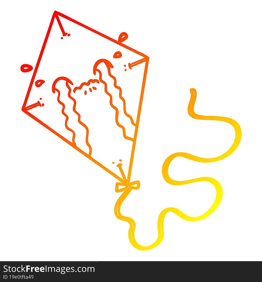 warm gradient line drawing cartoon kite crying