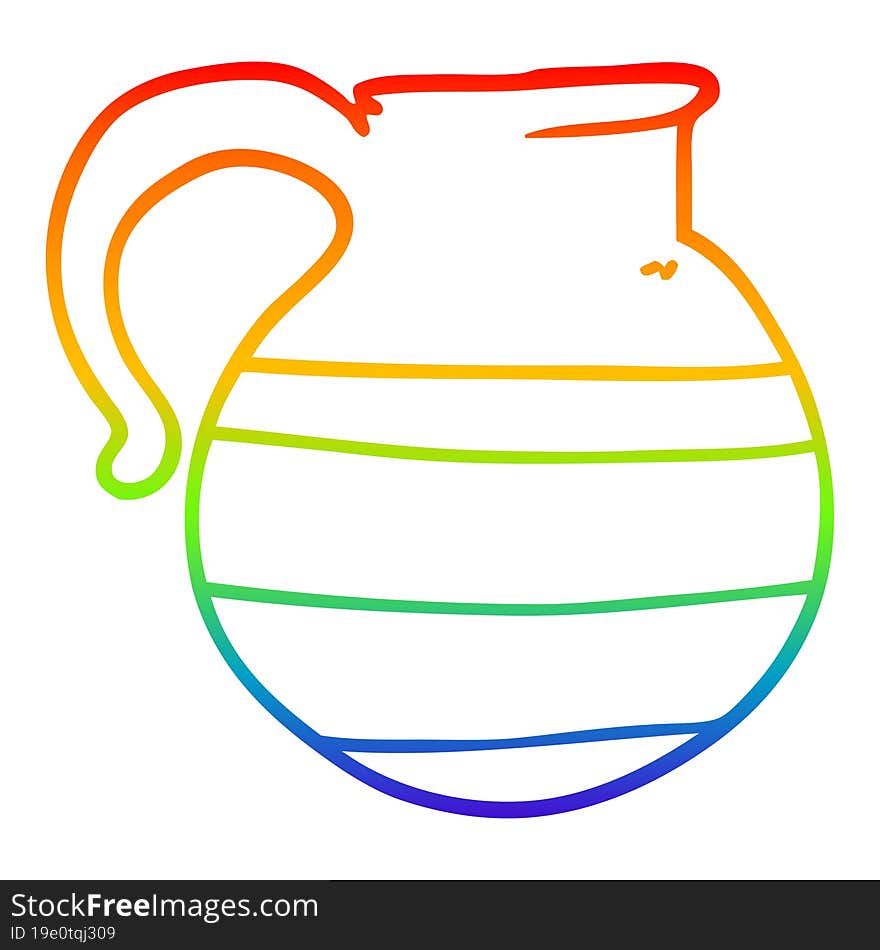 Rainbow Gradient Line Drawing Cartoon Striped Jug