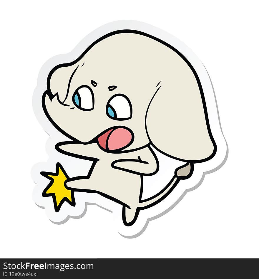 sticker of a cute cartoon elephant