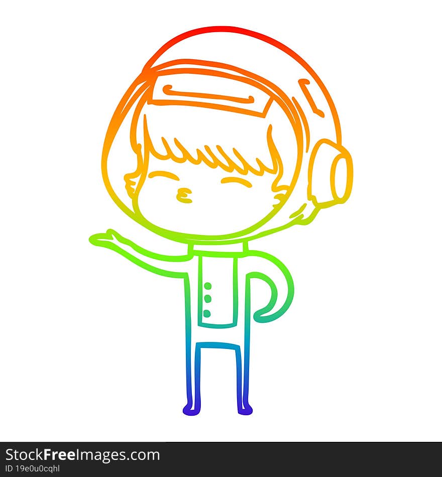 rainbow gradient line drawing cartoon curious astronaut