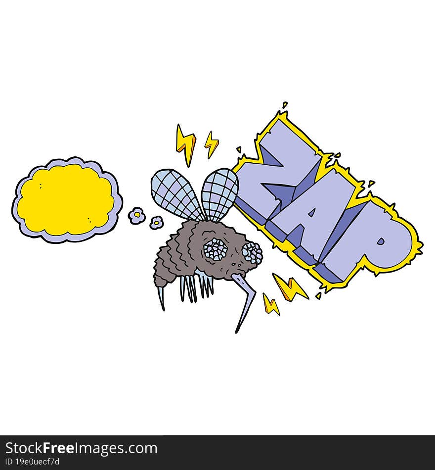 thought bubble cartoon fly zapped