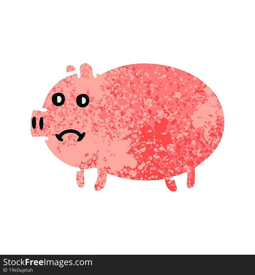 retro illustration style cartoon of a pig