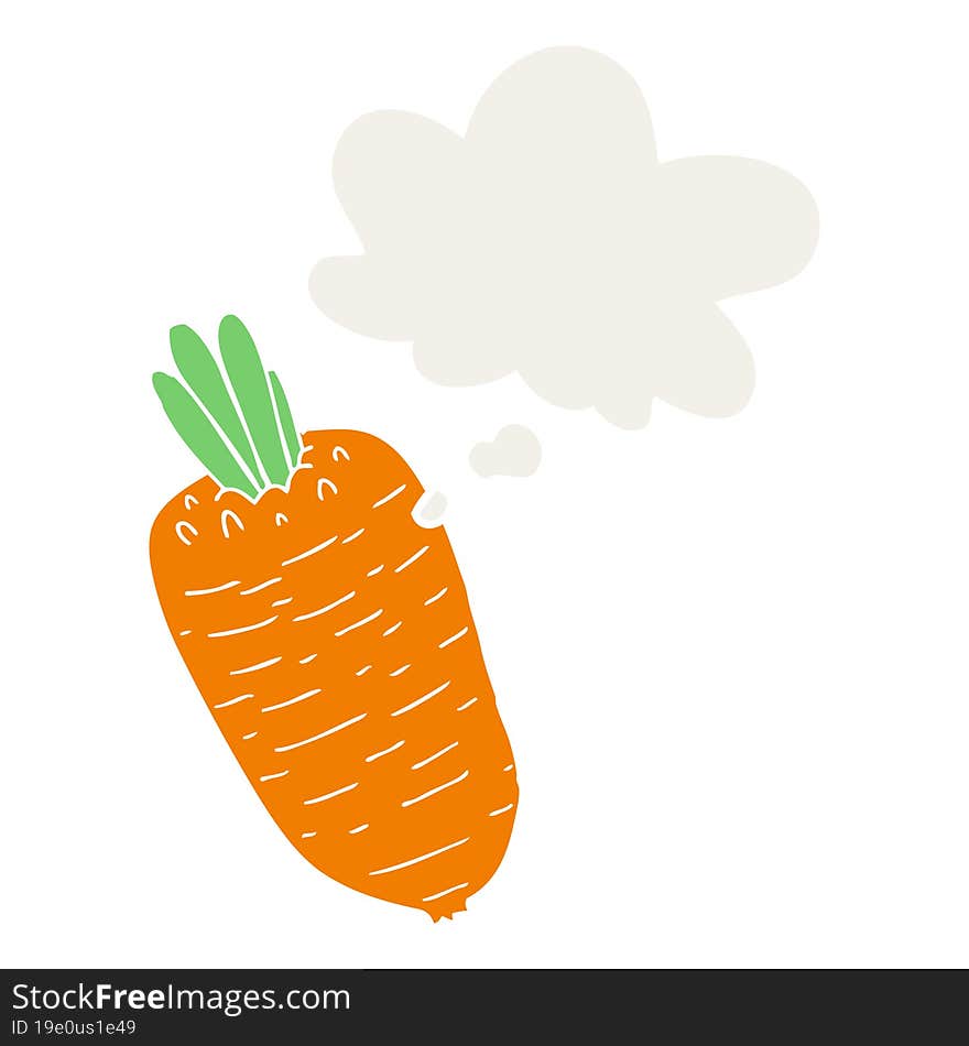 cartoon vegetable with thought bubble in retro style