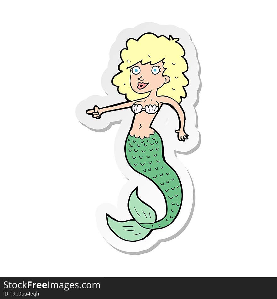 sticker of a cartoon mermaid