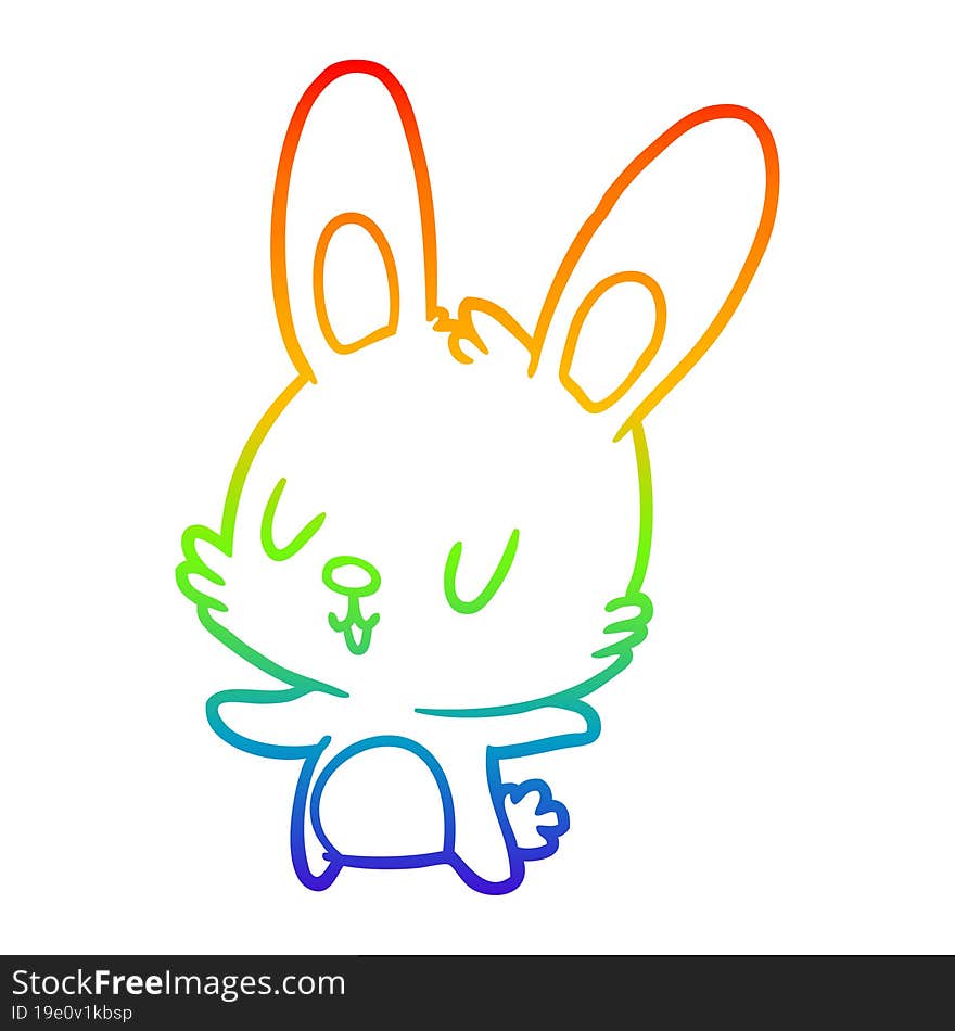 rainbow gradient line drawing of a cute rabbit