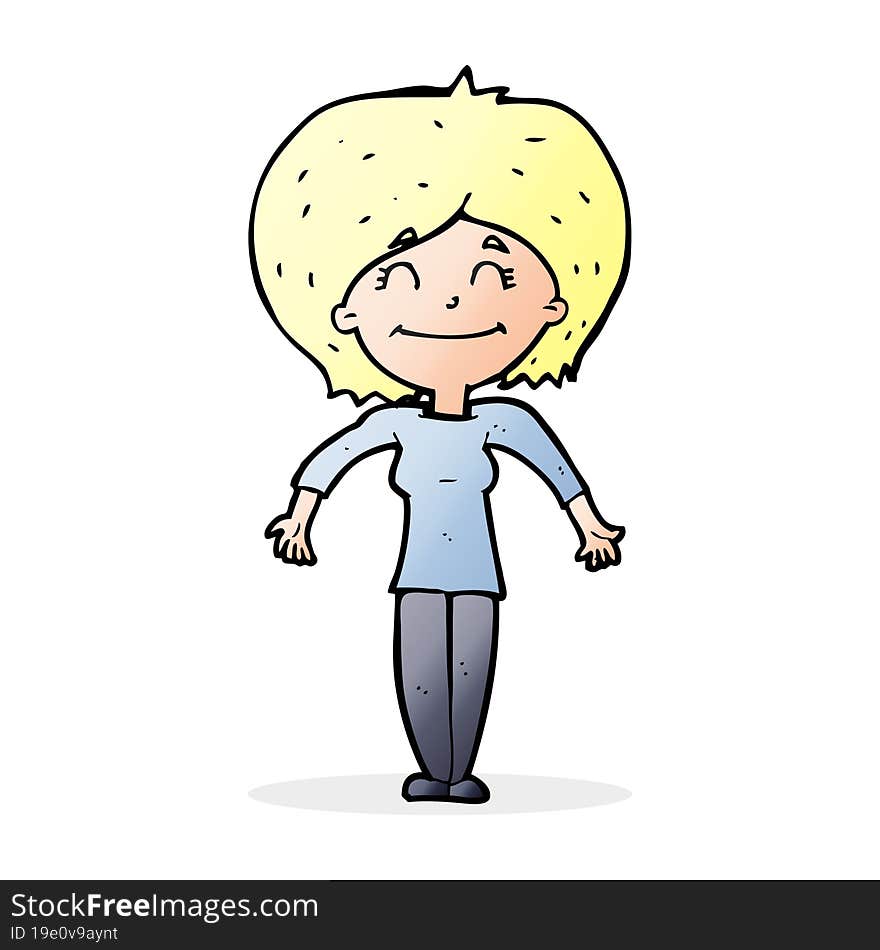 cartoon woman shrugging shoulders