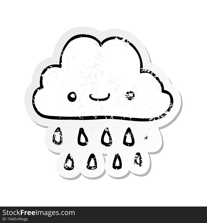 distressed sticker of a cartoon storm cloud