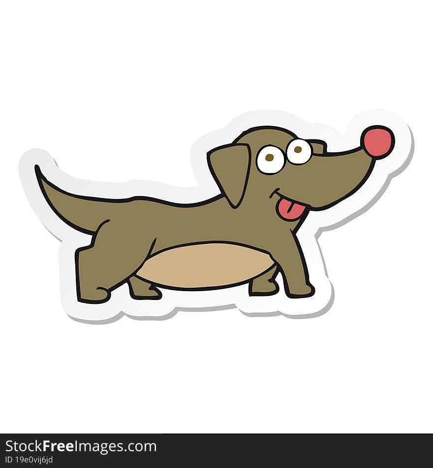 sticker of a cartoon happy little dog