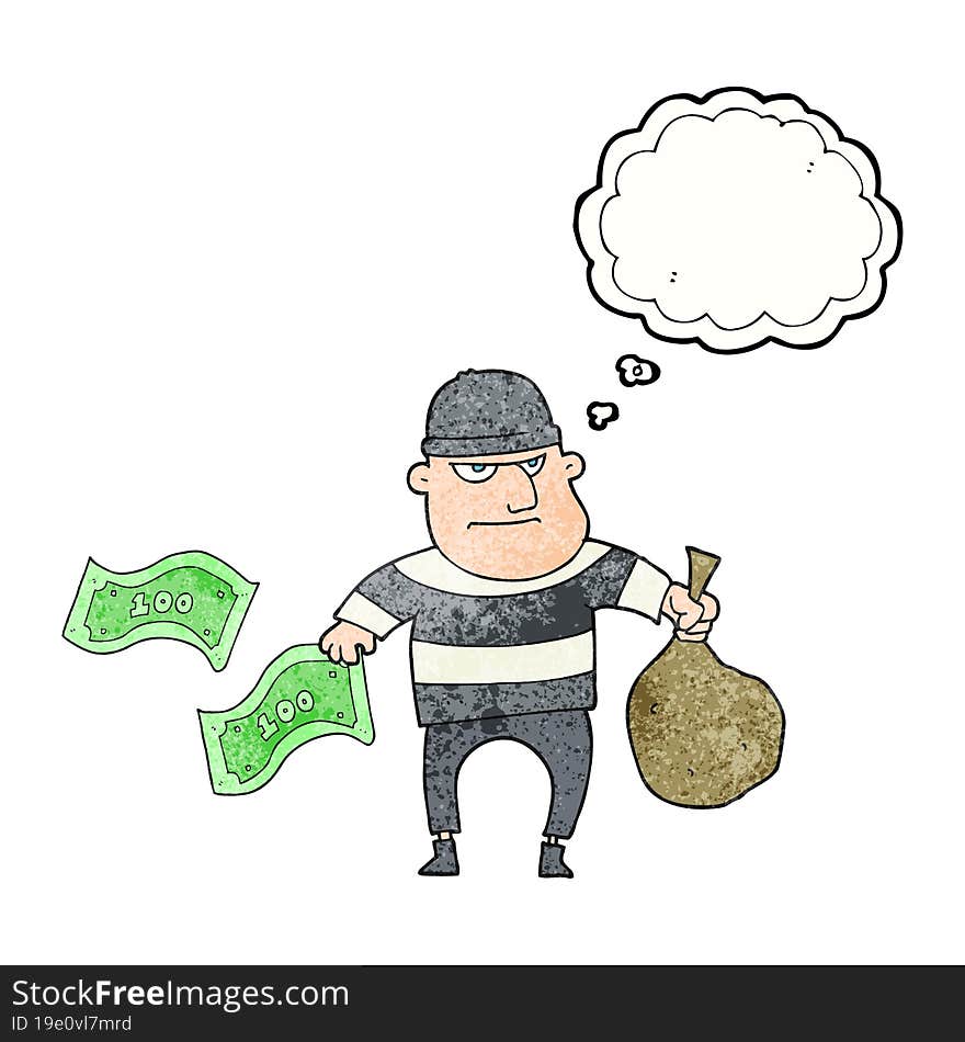 Thought Bubble Textured Cartoon Bank Robber