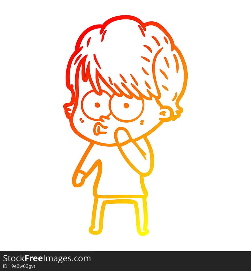 warm gradient line drawing of a cartoon woman