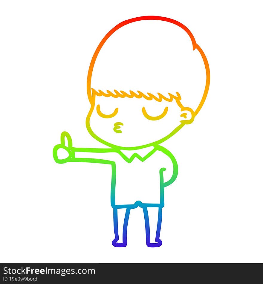 rainbow gradient line drawing cartoon calm boy