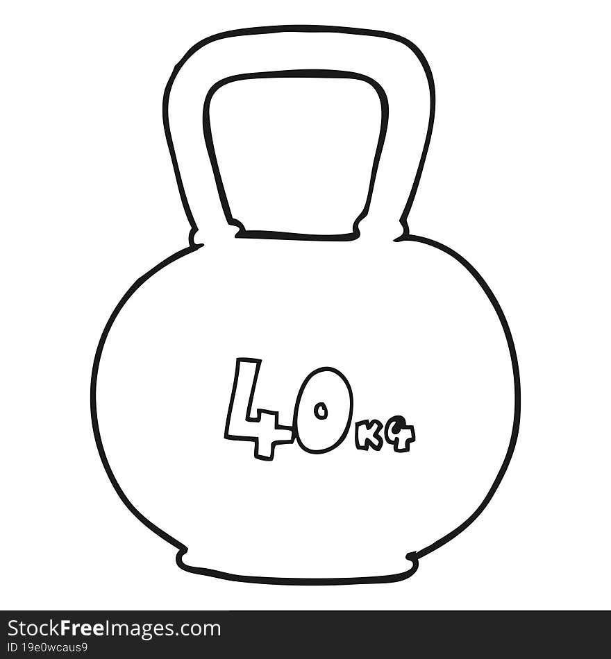 black and white cartoon 40kg kettle bell weight