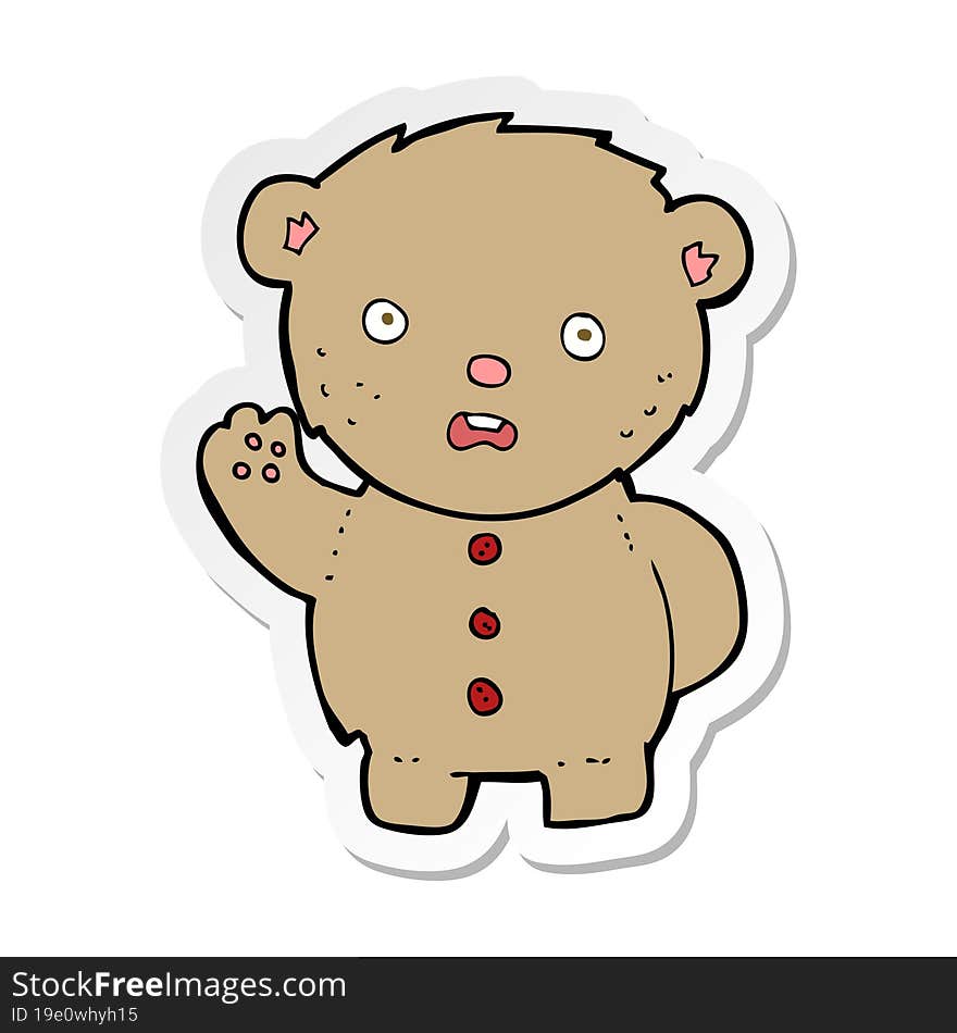 sticker of a cartoon unhappy teddy bear