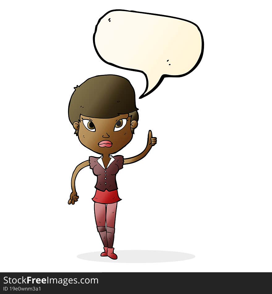 cartoon woman with idea with speech bubble