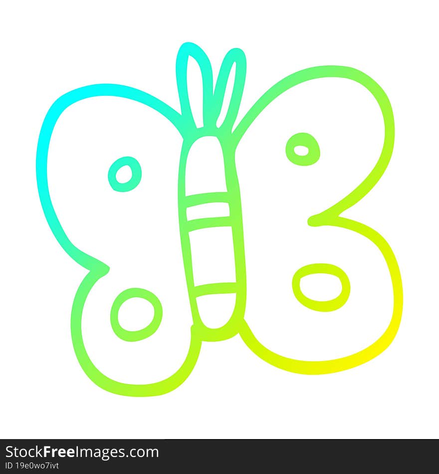 cold gradient line drawing cartoon butterfly