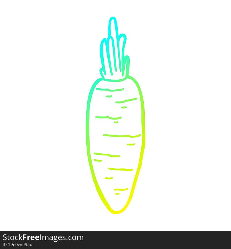 cold gradient line drawing of a cartoon carrot