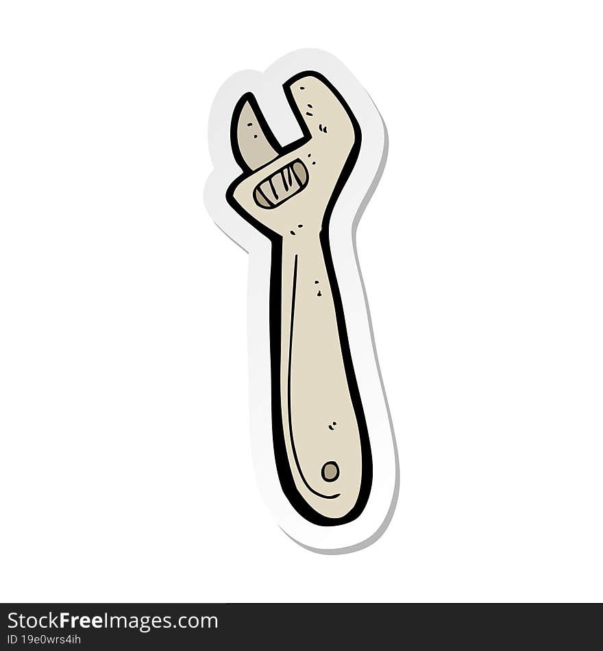 sticker of a cartoon adjustable spanner