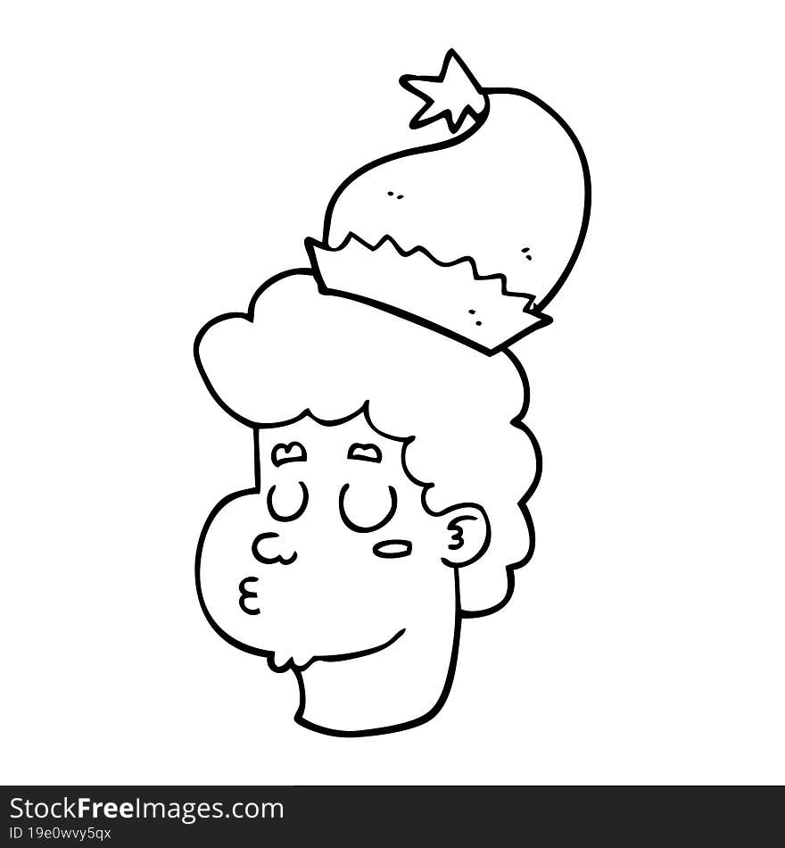 cartoon man wearing christmas hat