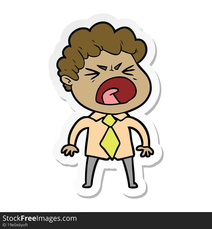 sticker of a cartoon furious man