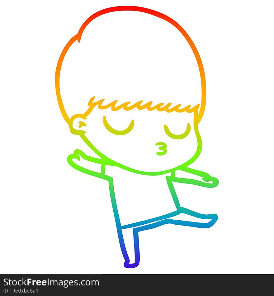 rainbow gradient line drawing cartoon calm boy