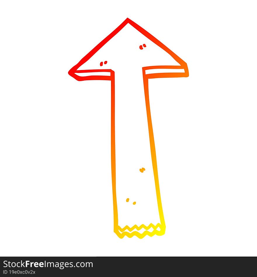 warm gradient line drawing cartoon pointing arrow