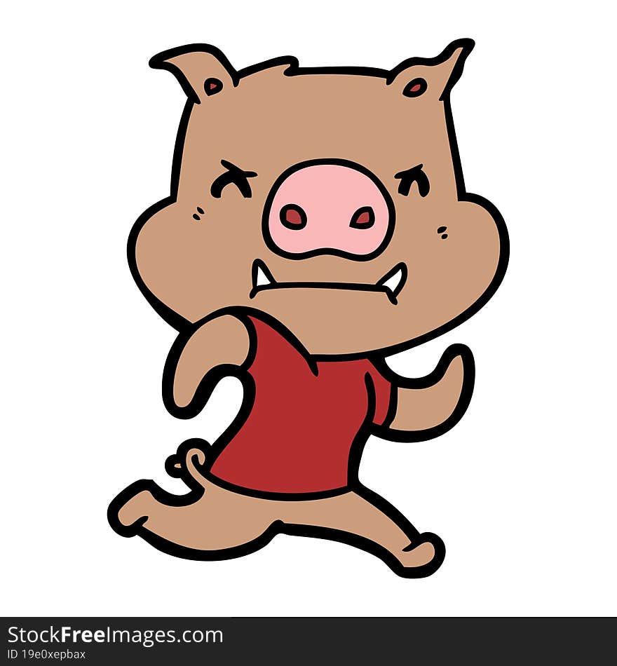 angry cartoon pig running. angry cartoon pig running