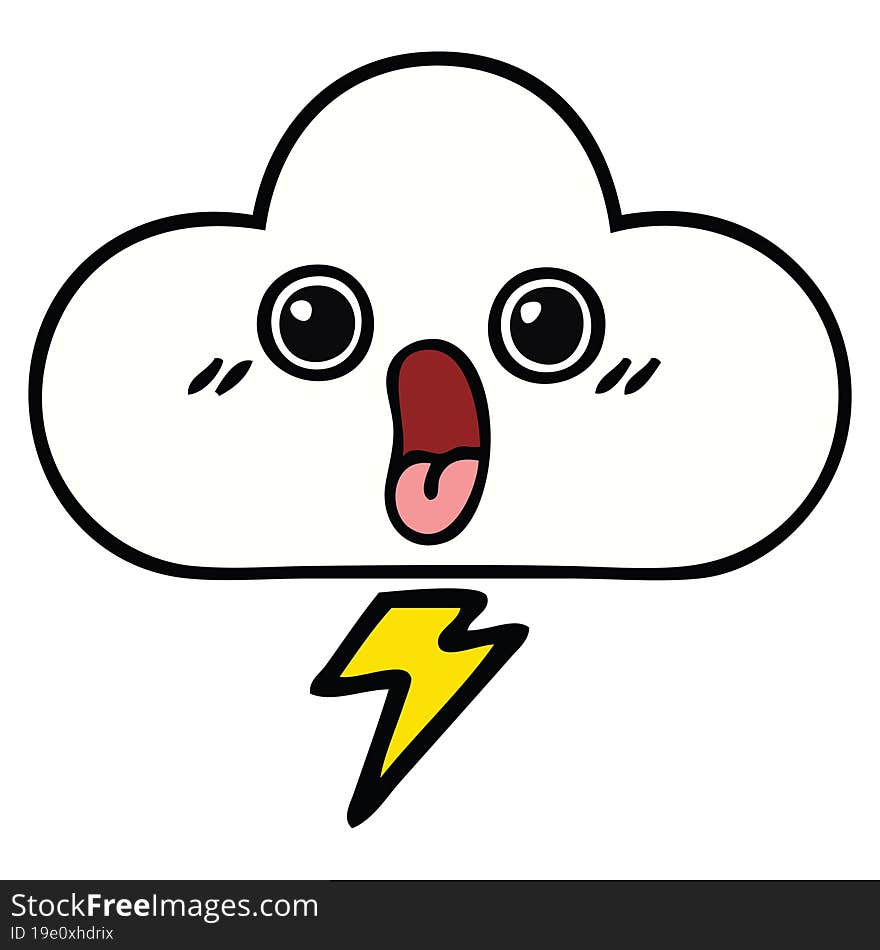 cute cartoon of a storm cloud. cute cartoon of a storm cloud