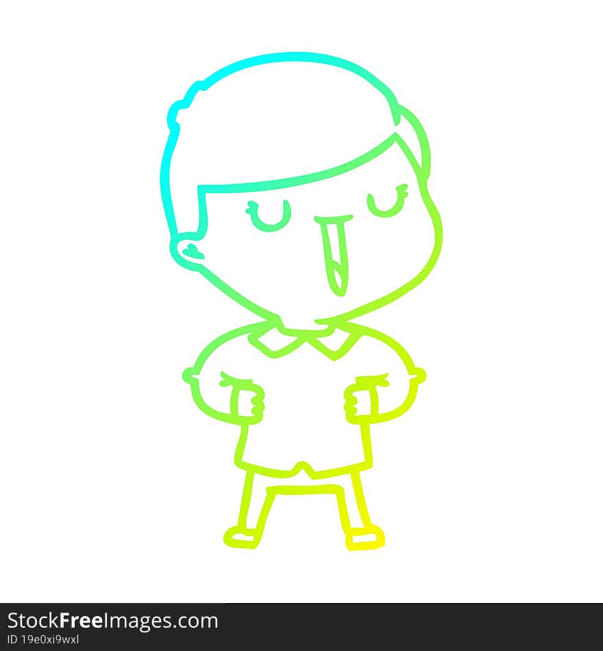 cold gradient line drawing cartoon happy boy