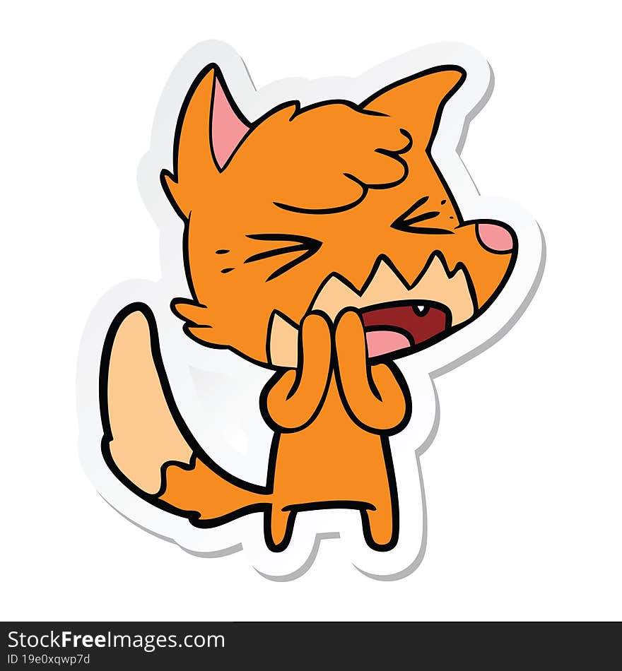 sticker of a angry cartoon fox