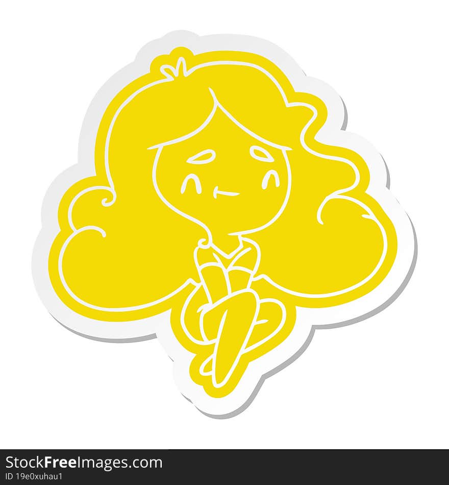 cartoon sticker of a cute kawaii girl